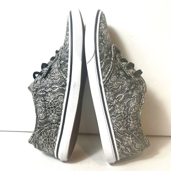 VANS Sneakers Skate Shoes Womens Size 6 Black White Paisley Lace Up Low Top Flat - Picture 5 of 11